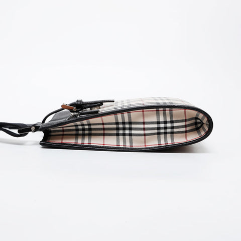 BURBERRY Check Canvas Leather Shoulder Bag beige WS21612