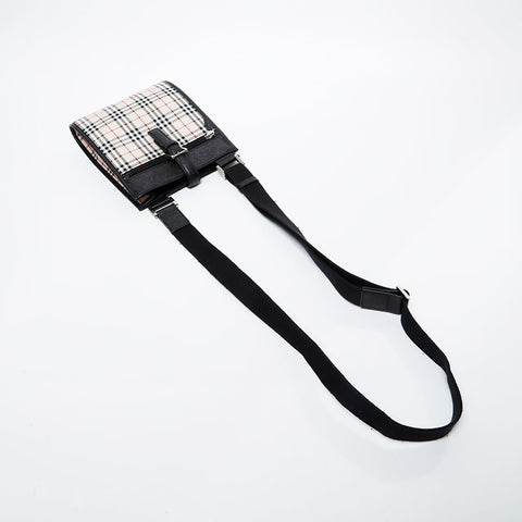 BURBERRY Check Canvas Leather Shoulder Bag beige WS21612