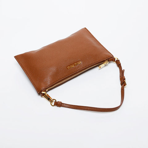 Miu Miu Leather Mini Pouch Shoulder Bag Brown WS21613