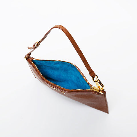 Miu Miu Leather Mini Pouch Shoulder Bag Brown WS21613