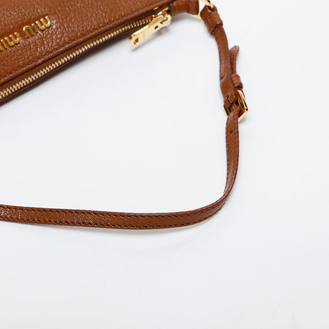 Miu Miu Leather Mini Pouch Shoulder Bag Brown WS21613