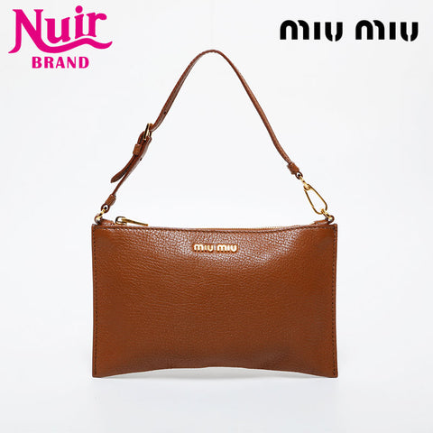 Miu Miu Leather Mini Pouch Shoulder Bag Brown WS21613