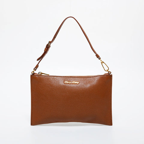 Miu Miu Leather Mini Pouch Shoulder Bag Brown WS21613