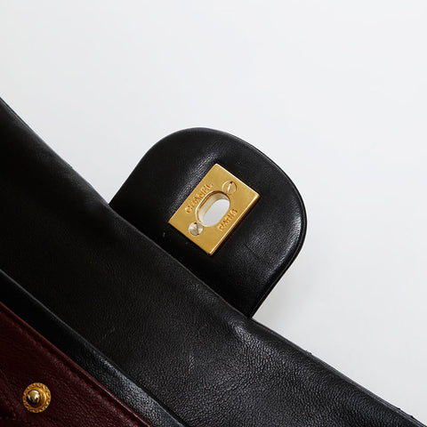 CHANEL No. 1 1989-1991 Matelasse 9.1" Lambskin Double Flap Shoulder Bag black WS21614