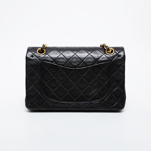 CHANEL No. 1 1989-1991 Matelasse 9.1" Lambskin Double Flap Shoulder Bag black WS21614