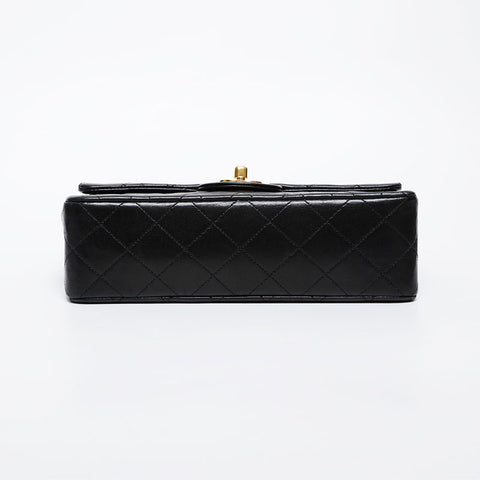 CHANEL No. 1 1989-1991 Matelasse 9.1" Lambskin Double Flap Shoulder Bag black WS21614