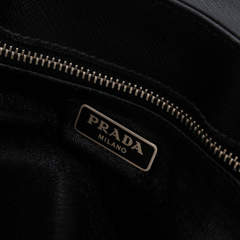 PRADA Nylon Saffiano Leather Chain Shoulder Bag black WS21615