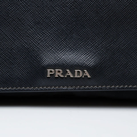 PRADA Nylon Saffiano Leather Chain Shoulder Bag black WS21615