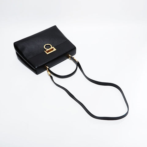 Salvatore Ferragamo Leather Gancini 2way Handbag black WS21619