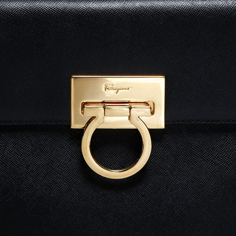Salvatore Ferragamo Leather Gancini 2way Handbag black WS21619