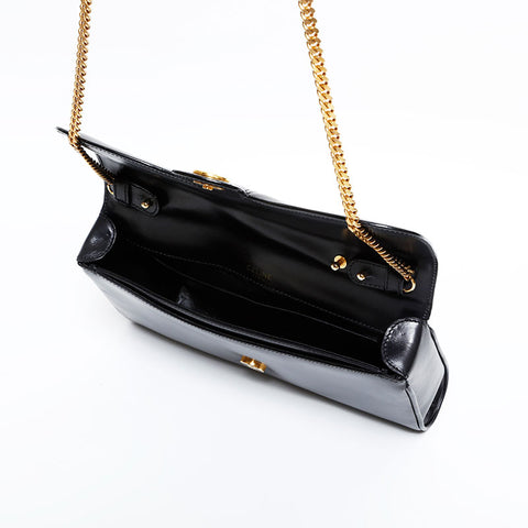 CELINE Chain Door Knock Shoulder Bag black WS21620