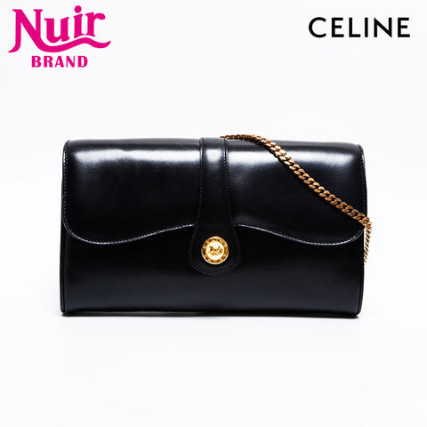 CELINE Chain Door Knock Shoulder Bag black WS21620