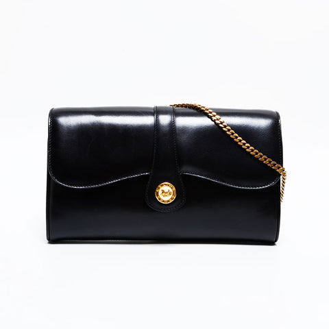 CELINE Chain Door Knock Shoulder Bag black WS21620
