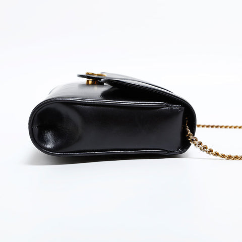 CELINE Chain Door Knock Shoulder Bag black WS21620