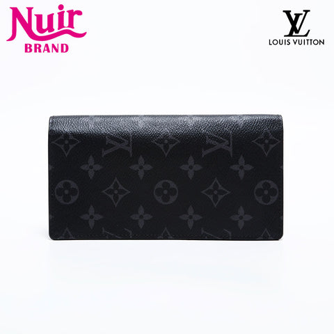 LOUIS VUITTON Damier Portefeuille Brazza Eclipse Purse Black Grey WS21641