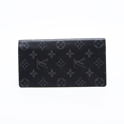 LOUIS VUITTON Damier Portefeuille Brazza Eclipse Purse Black Grey WS21641