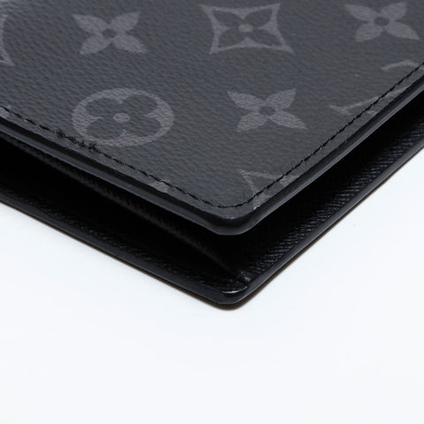 LOUIS VUITTON Damier Portefeuille Brazza Eclipse Purse Black Grey WS21641