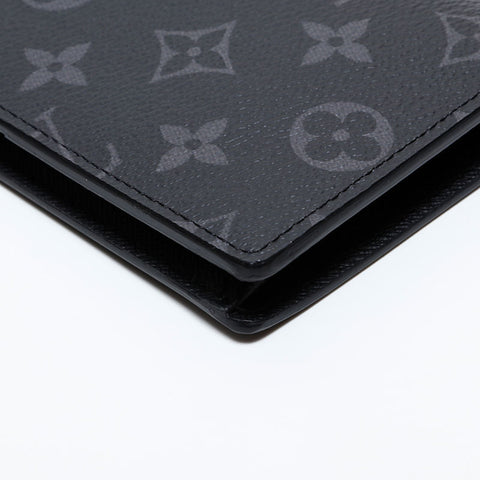 LOUIS VUITTON Damier Portefeuille Brazza Eclipse Purse Black Grey WS21641