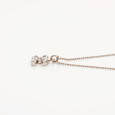 CHANEL 06V COCO Mark Rhinestone Necklace Silver WS21643