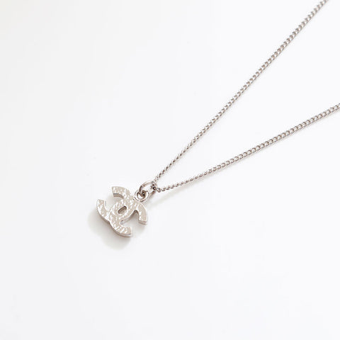 CHANEL 06V COCO Mark Rhinestone Necklace Silver WS21643