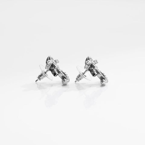 CHANEL B25V COCO Mark Reebon Rhinestone Pierce Silver WS21644