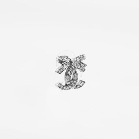 CHANEL B25V COCO Mark Reebon Rhinestone Pierce Silver WS21644