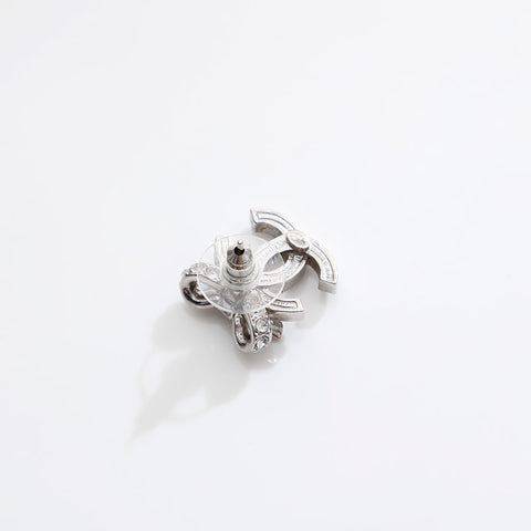 CHANEL B25V COCO Mark Reebon Rhinestone Pierce Silver WS21644