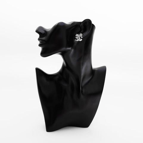 CHANEL B25V COCO Mark Reebon Rhinestone Pierce Silver WS21644