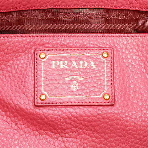 PRADA Leather 2-way tote Handbag pink WS21647