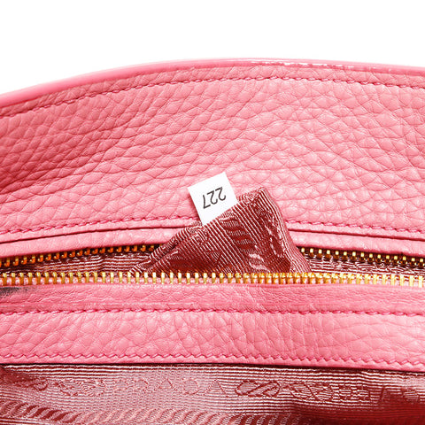 PRADA Leather 2-way tote Handbag pink WS21647