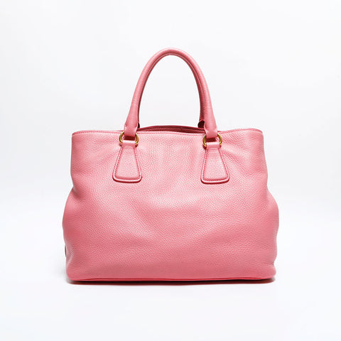 PRADA Leather 2-way tote Handbag pink WS21647