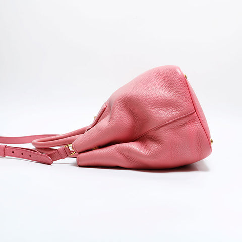 PRADA Leather 2-way tote Handbag pink WS21647