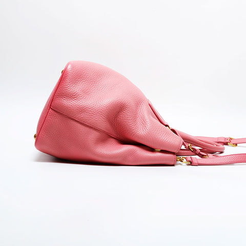 PRADA Leather 2-way tote Handbag pink WS21647