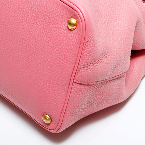 PRADA Leather 2-way tote Handbag pink WS21647
