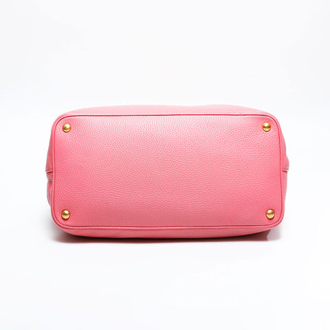 PRADA Leather 2-way tote Handbag pink WS21647