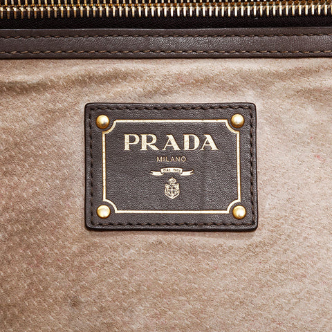 PRADA Leather 2-way tote Handbag Brown WS21648