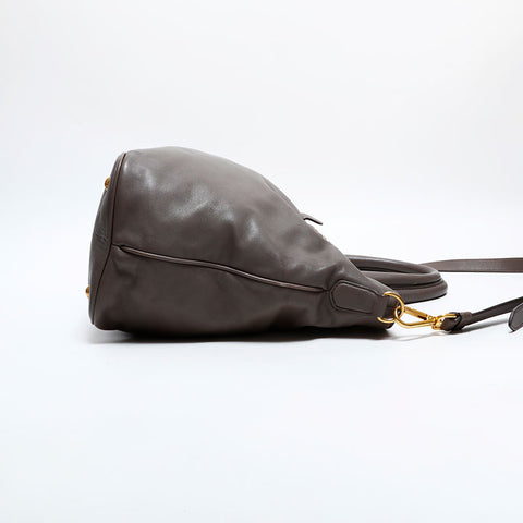 PRADA 皮革 2 向手提包手提包棕色 WS21648
