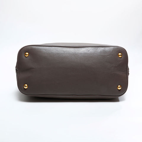 PRADA Leather 2-way tote Handbag Brown WS21648