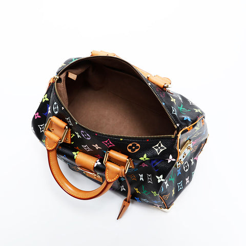 LOUIS VUITTON Takashi Murakami Monogram Black Speedy 30 Boston bag multicolor WS21653