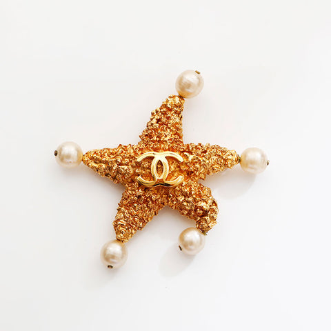 CHANEL COCO Mark Lava 93P 1993 Starfish Brooch gold WS21654