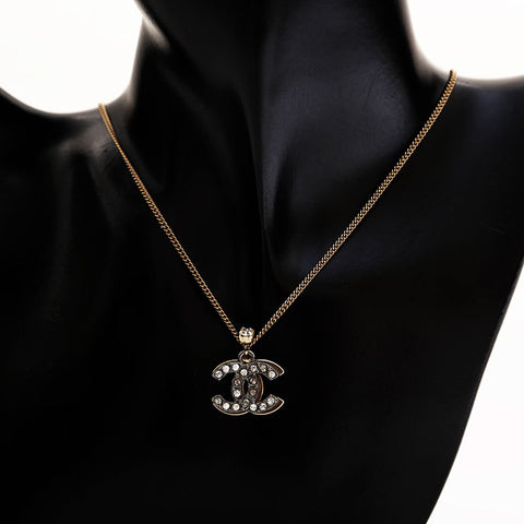 CHANEL COCO Mark Rhinestone 03P 2003 Necklace gold WS21655