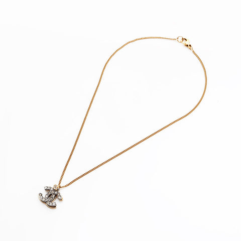 CHANEL COCO Mark Rhinestone 03P 2003 Necklace gold WS21655
