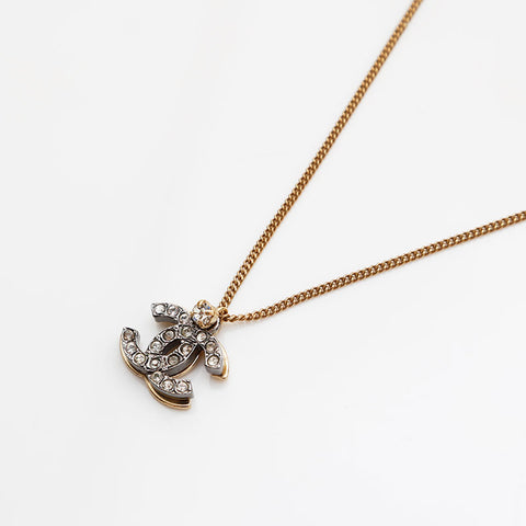 CHANEL COCO Mark Rhinestone 03P 2003 Necklace gold WS21655