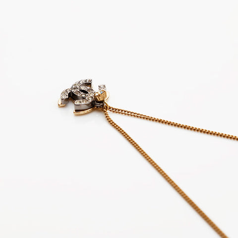 CHANEL COCO Mark Rhinestone 03P 2003 Necklace gold WS21655