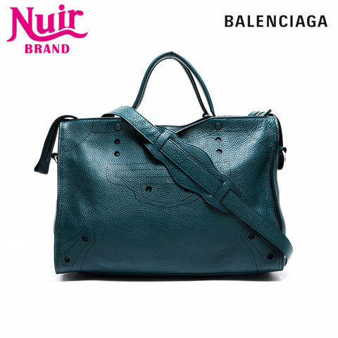 BALENCIAGA Motocross Blackout City 2way Leather Tote Bag green WS21658