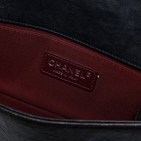 CHANEL Mini Boy Chanel Leather Chain Gunmetallic 21st Series Shoulder Bag black WS21659