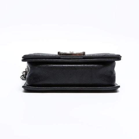 CHANEL Mini Boy Chanel Leather Chain Gunmetallic 21st Series Shoulder Bag black WS21659