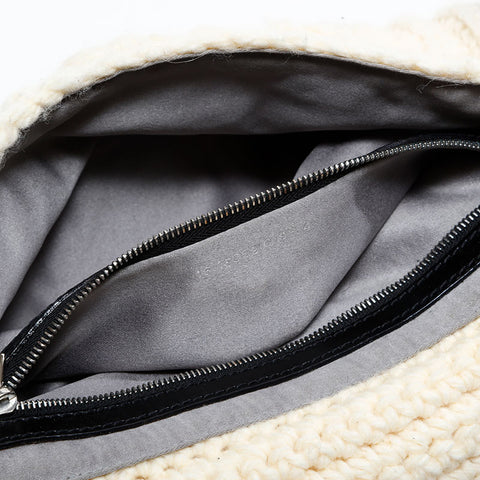 FENDI knit wool mamma bucket Shoulder Bag beige WS21660