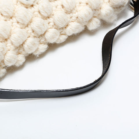 FENDI knit wool mamma bucket Shoulder Bag beige WS21660