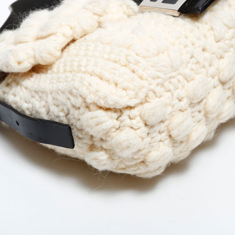 FENDI knit wool mamma bucket Shoulder Bag beige WS21660